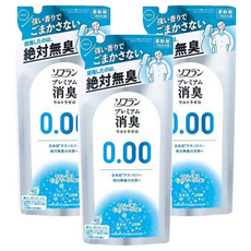 LION 獅王 Soflan 0.00 衣物消臭柔軟精補充包, 400ml, 3包