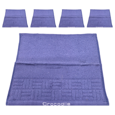 Crocodile 鱷魚 方格品味提花方巾 - 藍色, 33 x 33公分, 100%棉, 台灣製, 5條