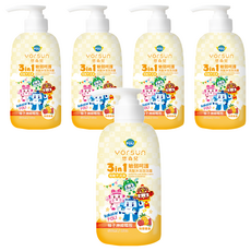 YOrSUn 悠森兒 Poli 波力 敏弱呵護3in1洗髮沐浴泡泡露, 柚子神經醯胺, 熟帶果香, 500ml/16oz, 5瓶