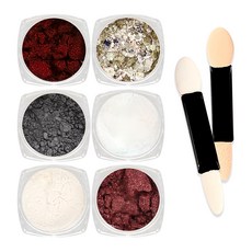 MEIBROWN 美甲裝飾亮片+鏡面粉 Burgundy Set 6入, 1組