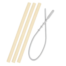 MiNiKOiOi 好好喝矽膠吸管3入組 蜂蜜黃, 1組, 4支