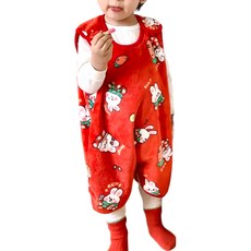 愛北鼻 無痕背心式法蘭絨睡衣 紅色發財兔 120碼(110~120cm) - 柔軟親膚，舒適好眠