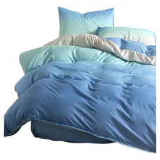 AGAPE 亞加貝 舒柔棉二件式薄床包組-漸層淡藍 MIT台灣製造 100%舒柔棉, 單人(床包6.2 x 3.5尺(186 x 105 x 30cm) + 枕套2.5 x 1.5尺(75 x 45cm))