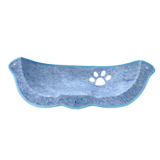 OUTSY 舒適毛氈半月形窗邊吊床吸盤貓窩 貓掌鏤空洞洞 強力吸盤穩固 寬敞開口做日光浴, 藍色, 1個