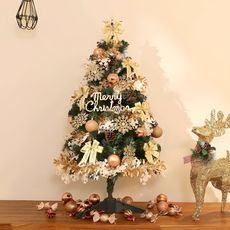 摩達客 耶誕 豪華型裝飾綠色聖誕樹, 檳金白大雪花金果球系全套飾品組，3尺(90cm), YS-GT233001
