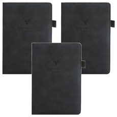 德利生活 A5羊巴皮筆記本, 加厚, 80克道林紙, 360頁, 黑色, 3本
