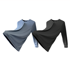 MI MI LEO 竹炭長袖防曬機能衣 2件組, 竹炭黑 + 灰藍色