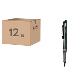 Pentel 飛龍文具 德拉迪塑膠鋼筆 12支, EF筆尖(極細), 黑色