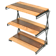 OWL CAMP 桌面摺疊置物架 櫸木材質 展開尺寸29.5x17x34公分, 橡木拼色, 3層, 1個