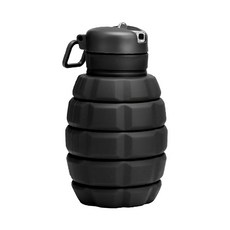 AHOYE 新款吸嘴蓋摺疊運動水壺, 黑色, 500ml, 1個