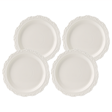 JUST HOME 法式浮雕9吋陶瓷湯盤, 23 x 5.3cm, 白色, 4個