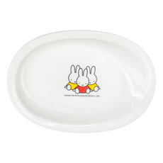 kanesho 金正陶器 MIFFY 離乳專用瓷器訓練餐盤 專利易刮取曲線設計, 白色, 1個, 205×145×40mm