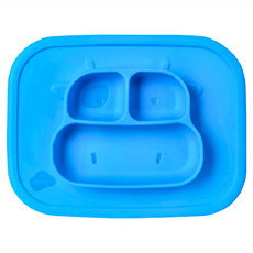 sillymann 100%鉑金矽膠乳牛防滑餐盤 6個月以上適用, 藍色, 1個, 單件