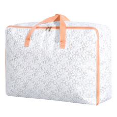 立體壓花手提防水棉被衣物收納袋, 60 x 50 x 25cm, 藕粉色, 1個