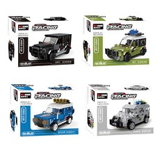 DECOOL 智趣家 迷你賽車系列 迴力車積木玩具 4款合售, 1組, 22039+22040+22041+22042