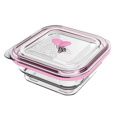 partita 帕緹塔 全矽膠伸縮保鲜盒 方形粉色 230g 1L, 1個, 1個