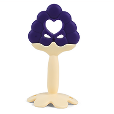 BABY&I 造型矽膠固齒器，柔軟安全矽膠材質, 固齒器 + 收納盒, 葡萄款, 1入