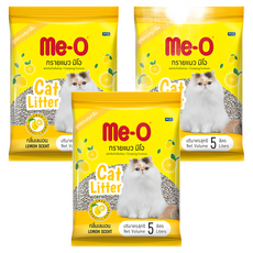 Me-O 咪歐 低粉塵凝結貓砂 天然無毒 氣味控制 高效吸水 檸檬清香 4.3KG(5L), 3袋