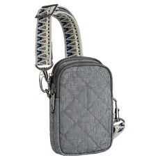 TRAVELON Boho雙層防盜格紋灰斜背包 手機包 背帶包 防割防搶, 1入