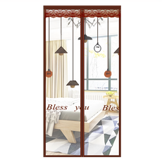 防蚊門簾 一般款, 210 x 90cm, 刺绣萬家燈火咖啡