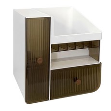 開放式化妝品收納盒 HIPS+PS+PP 材質 24.5x19.5x24.5cm, 1個, 白色