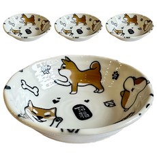 Ciao Li 僑俐餐瓷 柴犬5缽 日本製, 1組, 4件, 黑色/黃色/白色