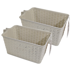 KEYWAY 聯府 藤藝櫥櫃手把收納籃 KGB-201 160 x 283 x 130mm 4L, 米白色, 2個