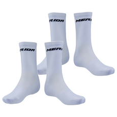 MERIDA 美利達 車襪 L(28cm) 自行車襪 運動襪, 白底 + 黑字, 2雙