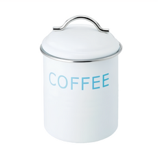 復古收納罐 TEA/COFFEE/SUGAR 109x109x165mm 鐵/矽膠, 白色, 1個
