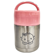 genki bebi 元氣寶寶 母乳保鮮筒 副食品悶燒罐, 桃紅色 + 鵝黃色 + 白色, 700ml, 1個