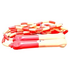 JN.TOY 兒童初學竹節跳繩 不打結不繞繩 輕鬆跳躍 防滑手柄 安全放心 可寫名字, 粉橘色, 握把14.1 x 2.2cm 整體長度260cm, 1條