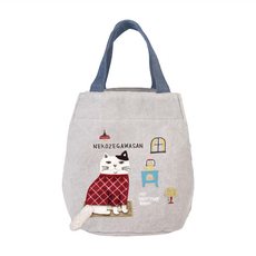 kUSUgURU JAPAN 日本眼鏡貓 抓絨圓底立體尾巴刺繡圖案時尚可愛手提包