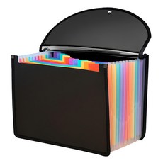 Rota 13層彩虹附蓋式風琴夾 黑色, 1個