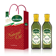 OLITALIA 奧利塔 純橄欖油2入禮盒, 義大利原裝進口，適用於多種烹調方式，送禮自用兩相宜, 1盒