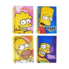 ASittHiNK 辛普森家庭 THE SIMPSONS 線圈迷你筆記本組 4本, 顏色隨機, 1組