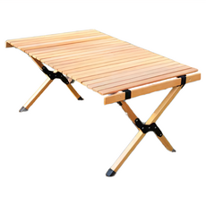 理享家 高碳鋼加厚折疊露營桌 原木色 堅固耐用 易於收納, 1個