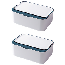 乾濕多用途濕巾口罩收納盒, 防塵防蟲, PP材質, 適用於口罩與濕紙巾, 白藍, 2個