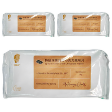 H&C 正慧食品 正香軒 特級深黑苦甜巧克力風味片 烘焙用, 1kg, 3包