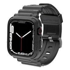 elkson Quattro Pro柔韌透氣耐磨TPU一體成形軍規錶帶 Apple Watch 9/8/7/6/5/4/SE, 神秘黑, 1條