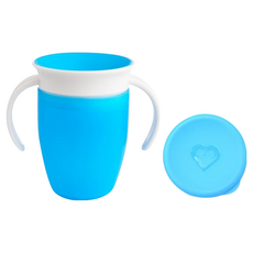 munchkin 滿趣健 Miracle 360度 防漏雙手柄杯子, 自動密封, 適合6個月以上寶寶, 藍色, 1個, 207ml