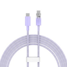 Baseus 倍思 探索者系列 智慧溫控快充傳輸線 Type-C-Type-C 100W, 2m, 星雲紫, 1條