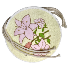 不沾油花朵木漿棉洗碗刷 天然木漿洗碗海綿擦, 3個, 1組