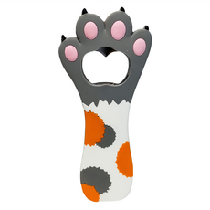 E.dot 貓爪造型冰箱磁鐵開瓶器 橫紋咖啡 圓點花灰, 1個