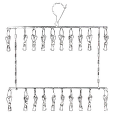 不鏽鋼折疊多層晾襪架 豎排晾曬 多夾設計 收納 大容量, 44 x 40.5cm, 單色, 1個