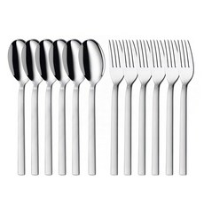 德國WMF 湯叉12件套組，時尚流線設計，18/10不鏽鋼材質, 21cm, 1組, 銀色