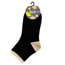 D&G 撞色女襪 6雙入 精梳棉 台灣製, 黑, 22~25cm