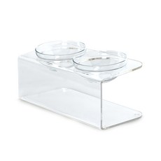 Petrium 壓克力雙碗寵物餐桌附2個玻璃碗, 1套, 透明