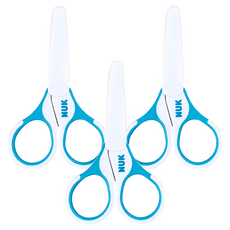 NUK 寶寶安全剪刀, 圓頭設計, 防滑手柄, 附保護蓋, 3支, 藍色