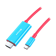 biaze 畢亞茲 switch款 TYPE-C轉HDML 投屏線, 紅藍色 1.8米, 單一商品, 1條