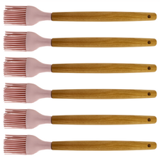 minono 米諾諾 北歐粉櫸木矽膠料理刷 1組, 粉色, 6支